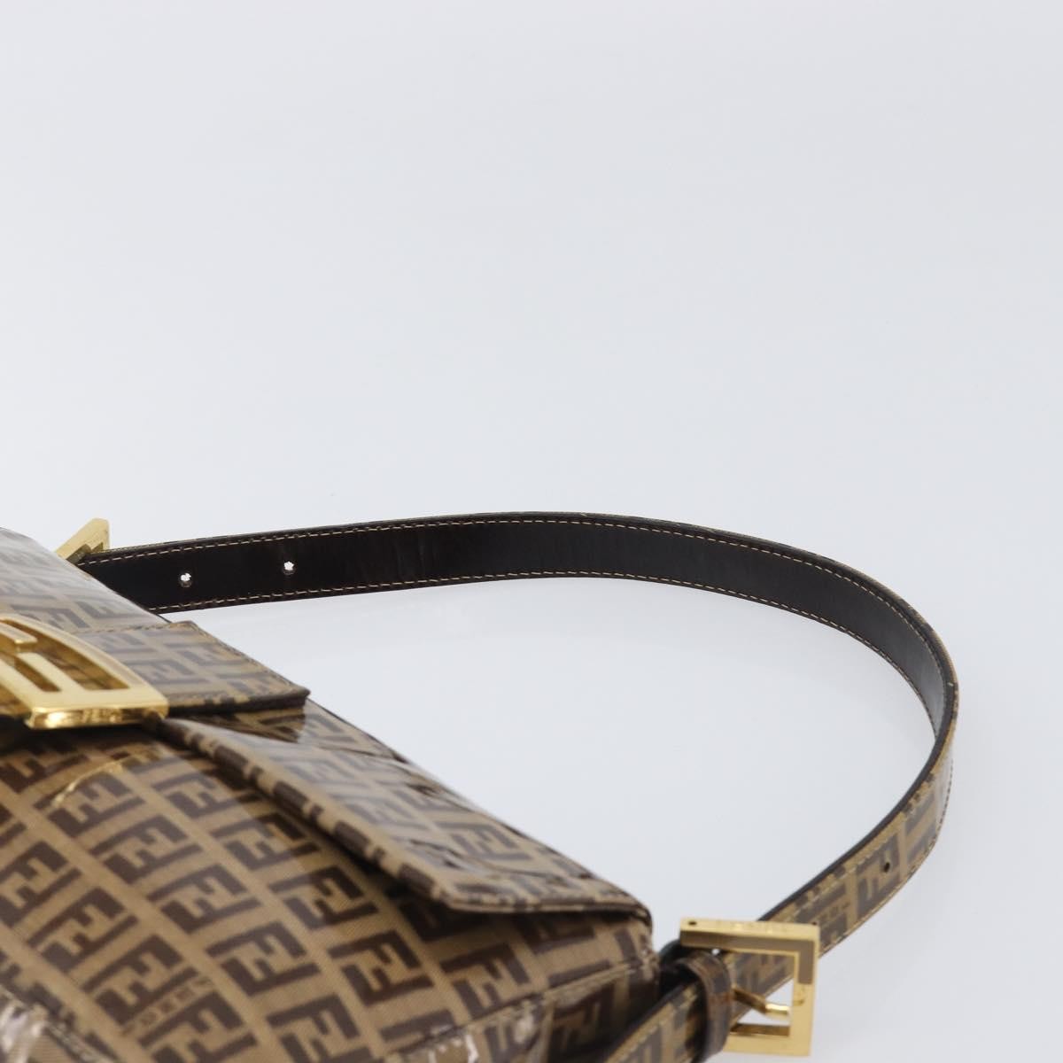 Fendi Mamma Baguette Zucca Patent Leather Beige Canvas Shoulder Bag Bag (Pre-Owned)