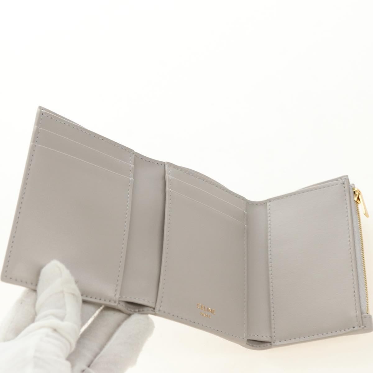 Celine Triomphe Trifold Leather Beige Leather Wallets Accessory (Pre-Owned)