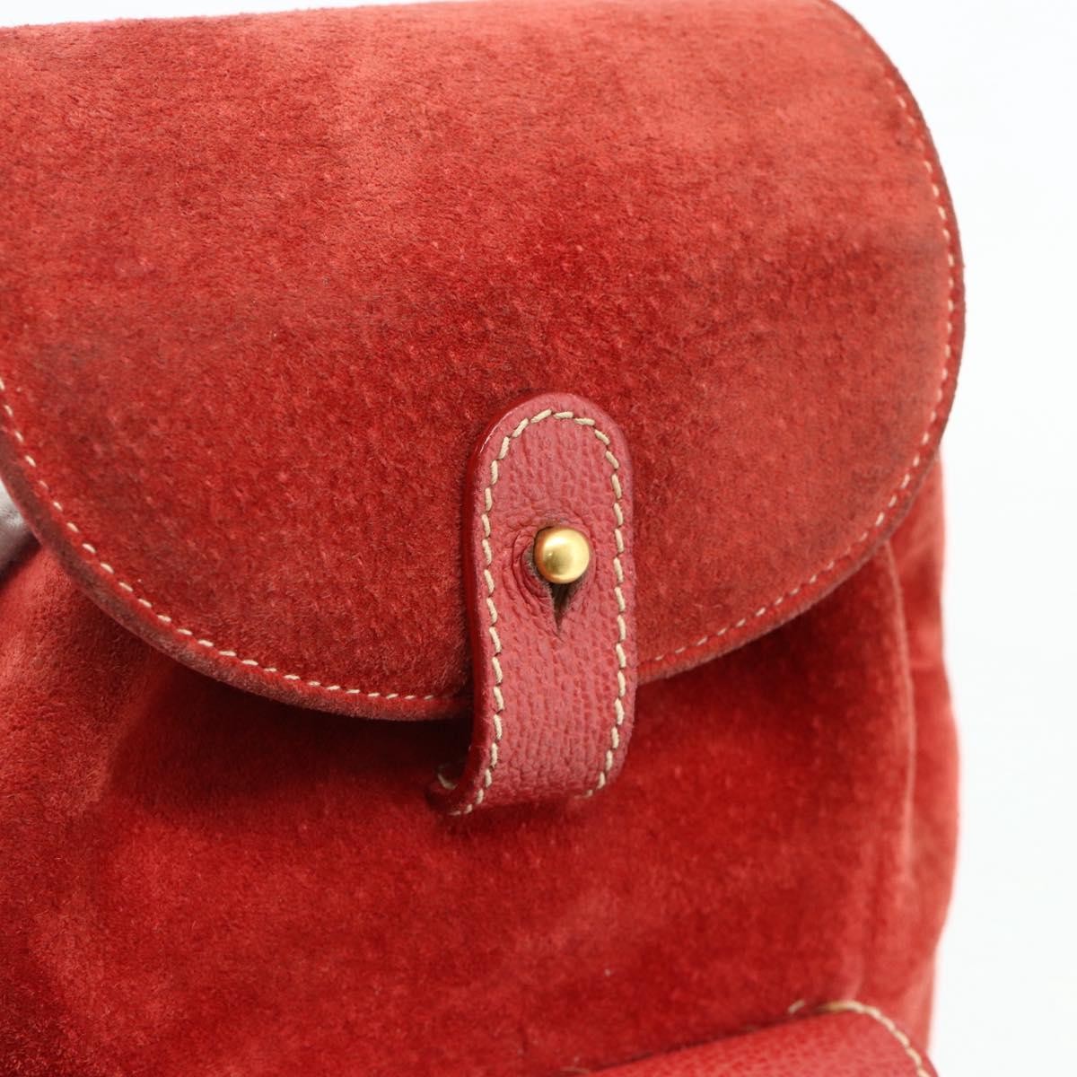 Gucci Gucci Bamboo Daim Red Suede Backpack Bag (Pre-Owned)