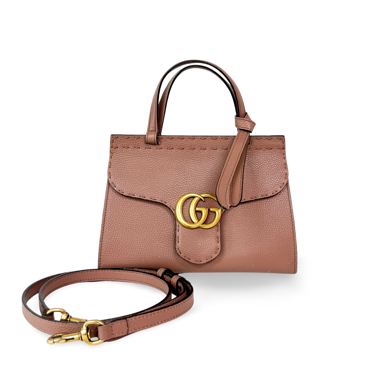 Gucci Gg Marmont Zip Matelasse Leather Pink Other Tote Bag Bag (Pre-Owned)