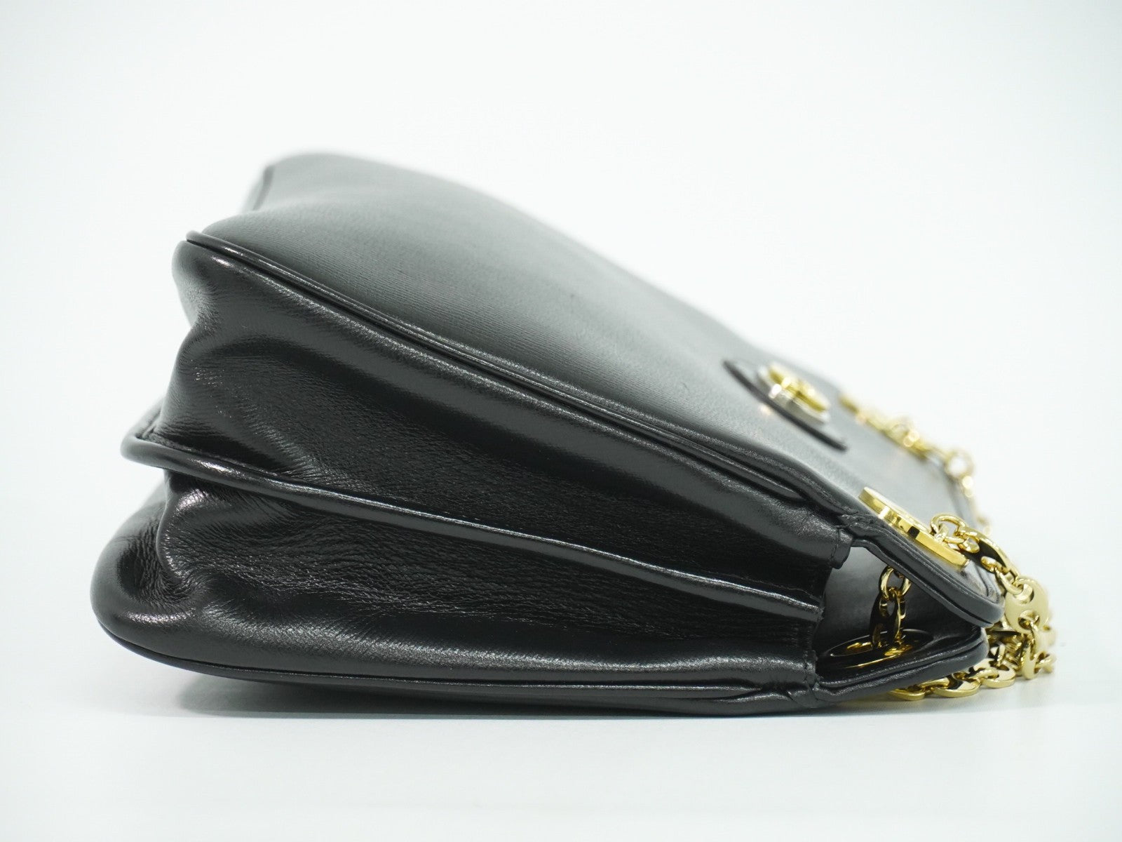 Gucci Marina Chain Leather Black Leather Shoulder Bag Bag (Pre-Owned)