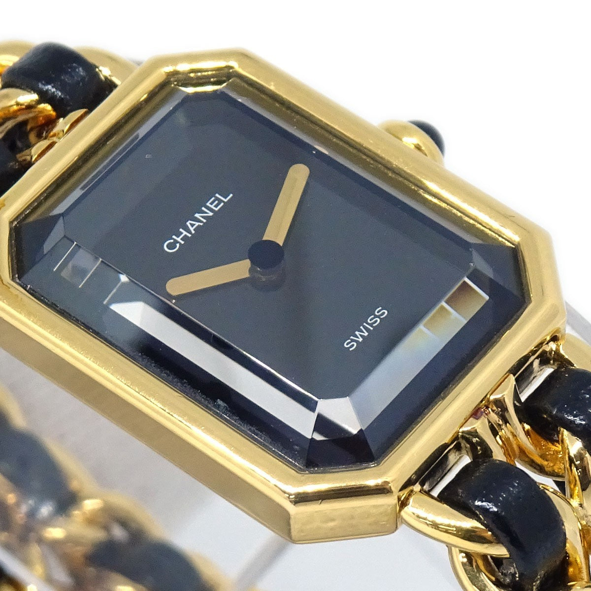 Chanel Premiere Rock Quartz Plated Metal And Leather Watch (Pre-Owned)