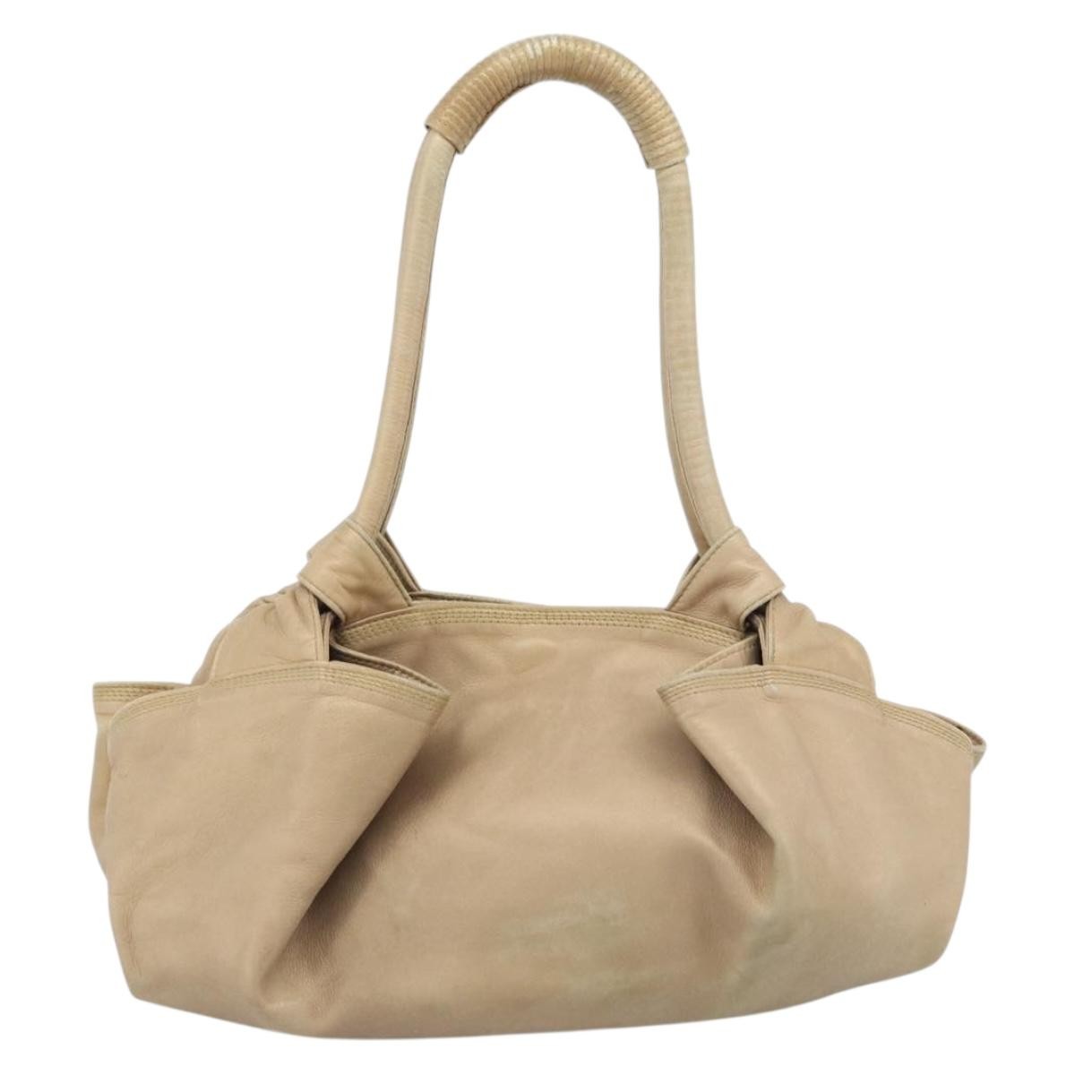 Loewe Anagram Logo Nappa Aire Hand Leather Beige Leather Handbag (Pre-Owned)