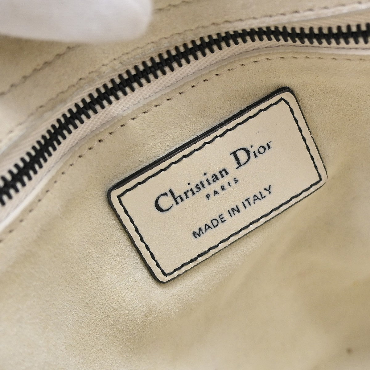Christian Dior Supple Lady Dior Cannage Studded Lambskin White Leather Handbag (Pre-Owned)