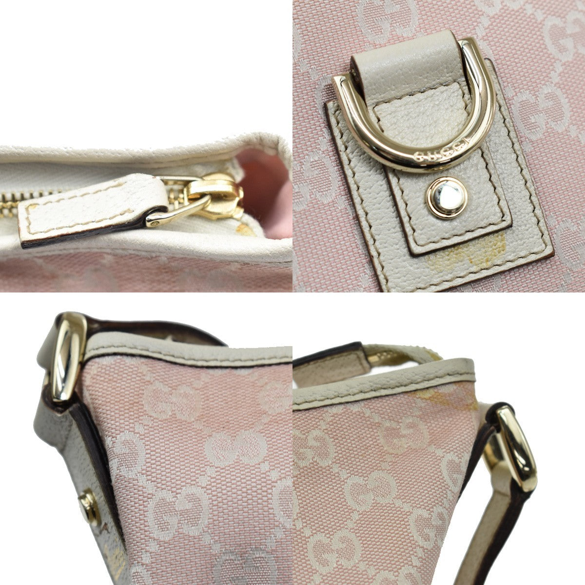 Gucci Abbey D-Ring Messenger Gg Canvas Pink Canvas Handbag (Pre-Owned)