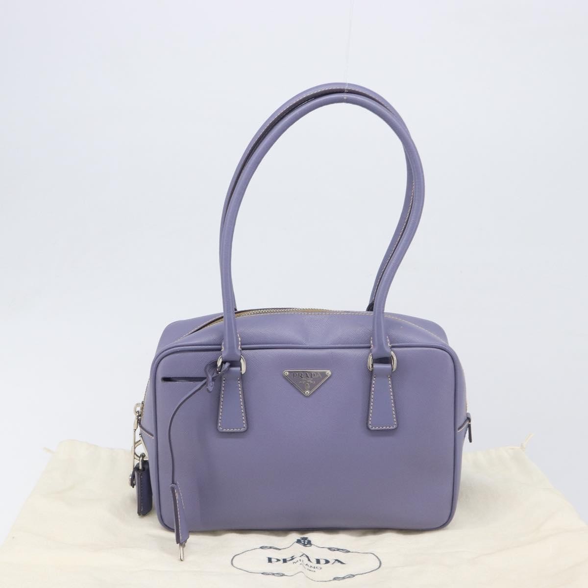Prada Bauletto Saffiano Purple Leather Handbag (Pre-Owned)