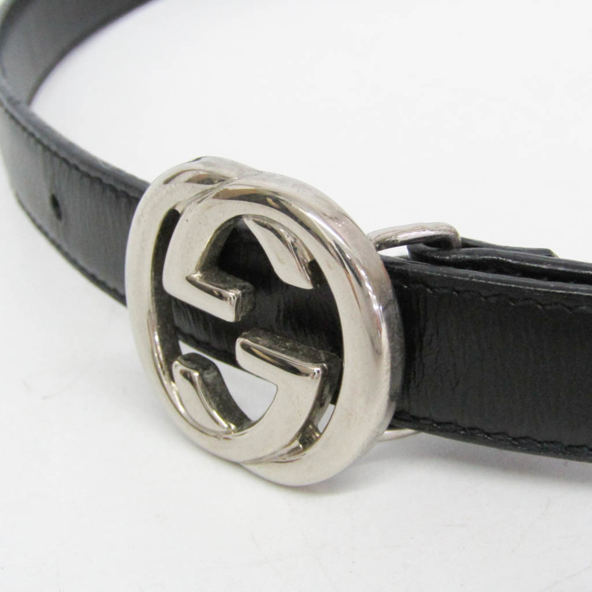 Gucci Interlocking G Belt (Outlet) Leather Black Leather Belts Accessory (Pre-Owned)