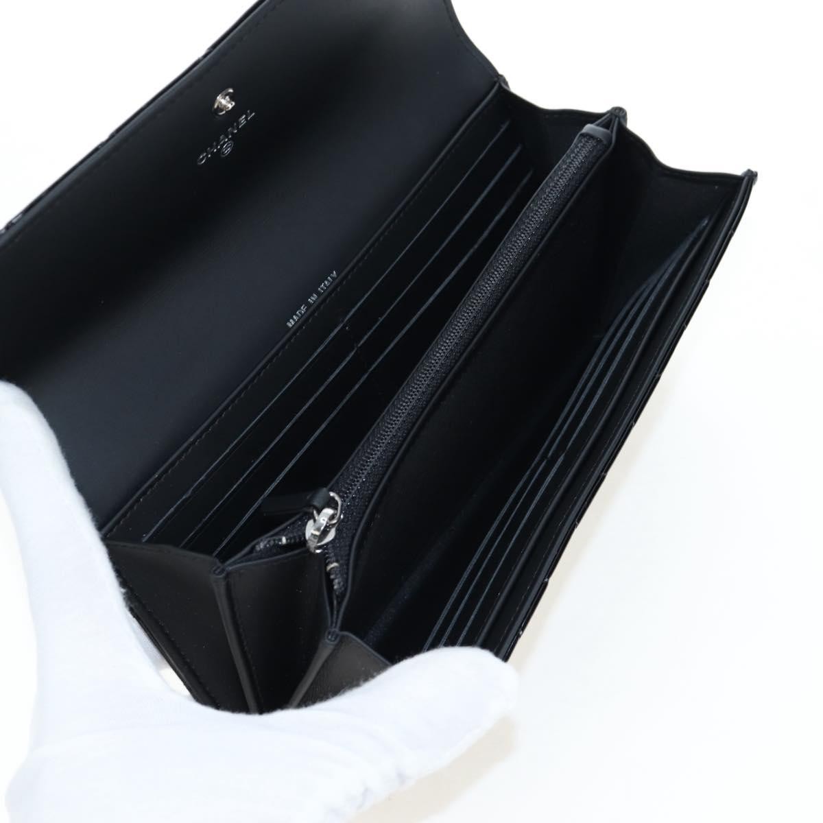 Chanel Cc French Flap Quilted Patent Leather Black Patent_Leather Wallets Accessory (Pre-Owned)