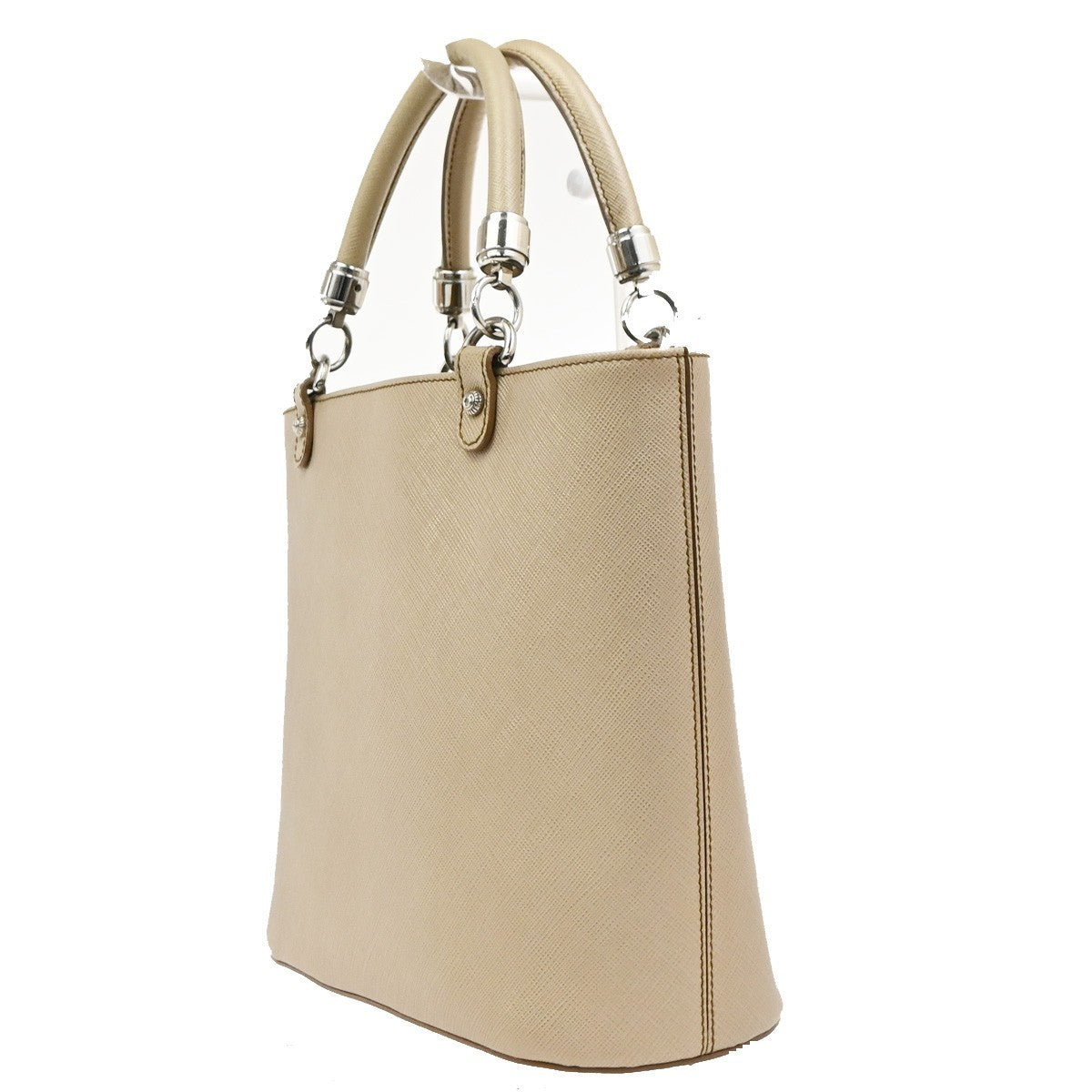 Salvatore Ferragamo Gancini Leather Beige Leather Handbag (Pre-Owned)