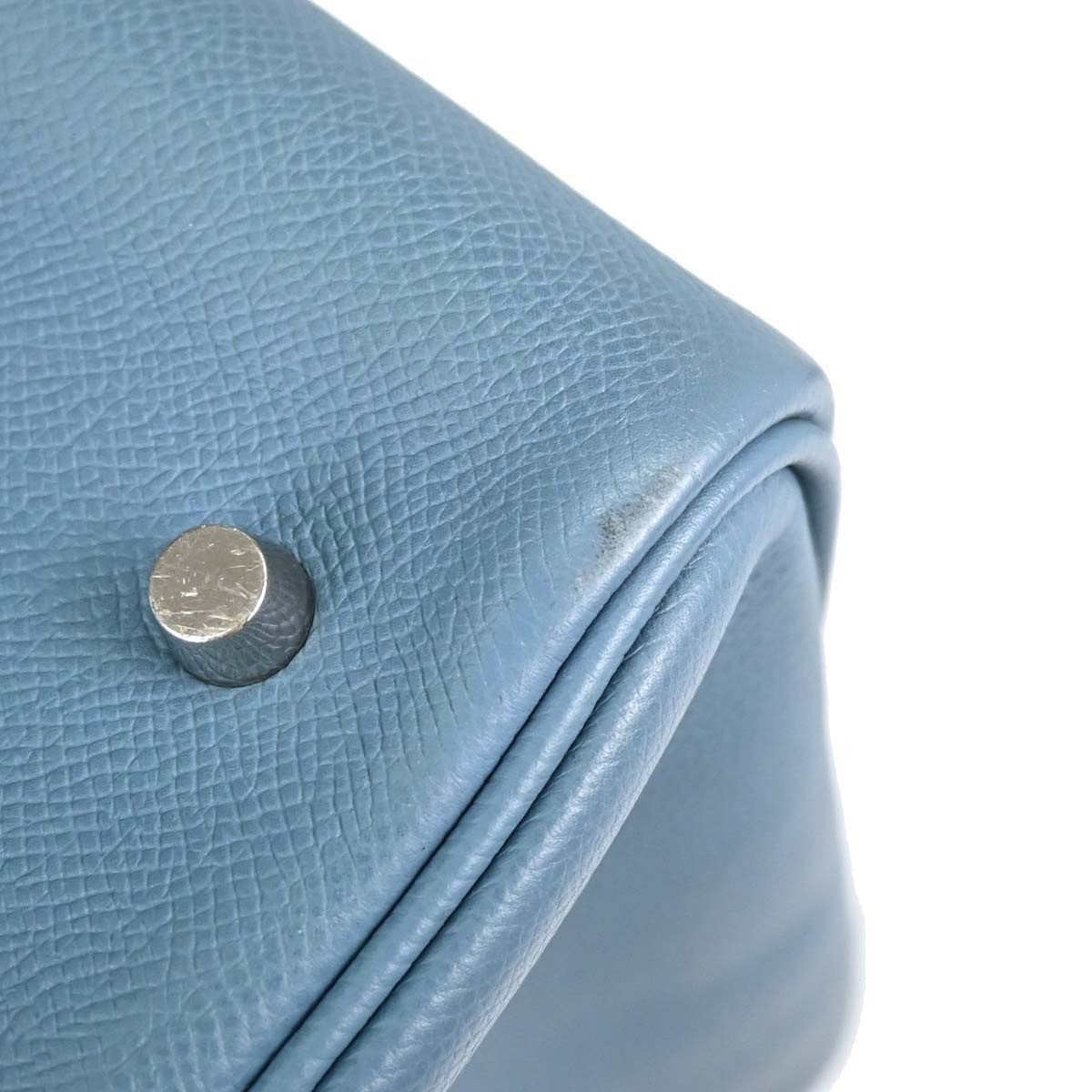 Hermes Plume Epsom Blue Leather Handbag (Pre-Owned)