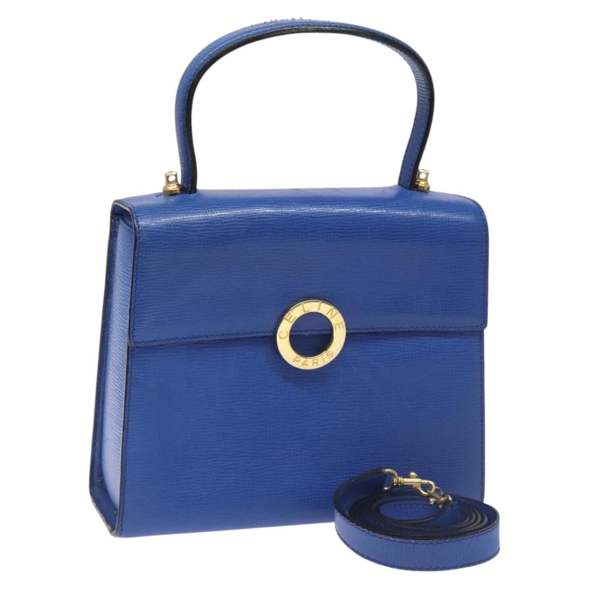 Céline Logo Du Cercle Blue Leather Handbag (Pre-Owned)