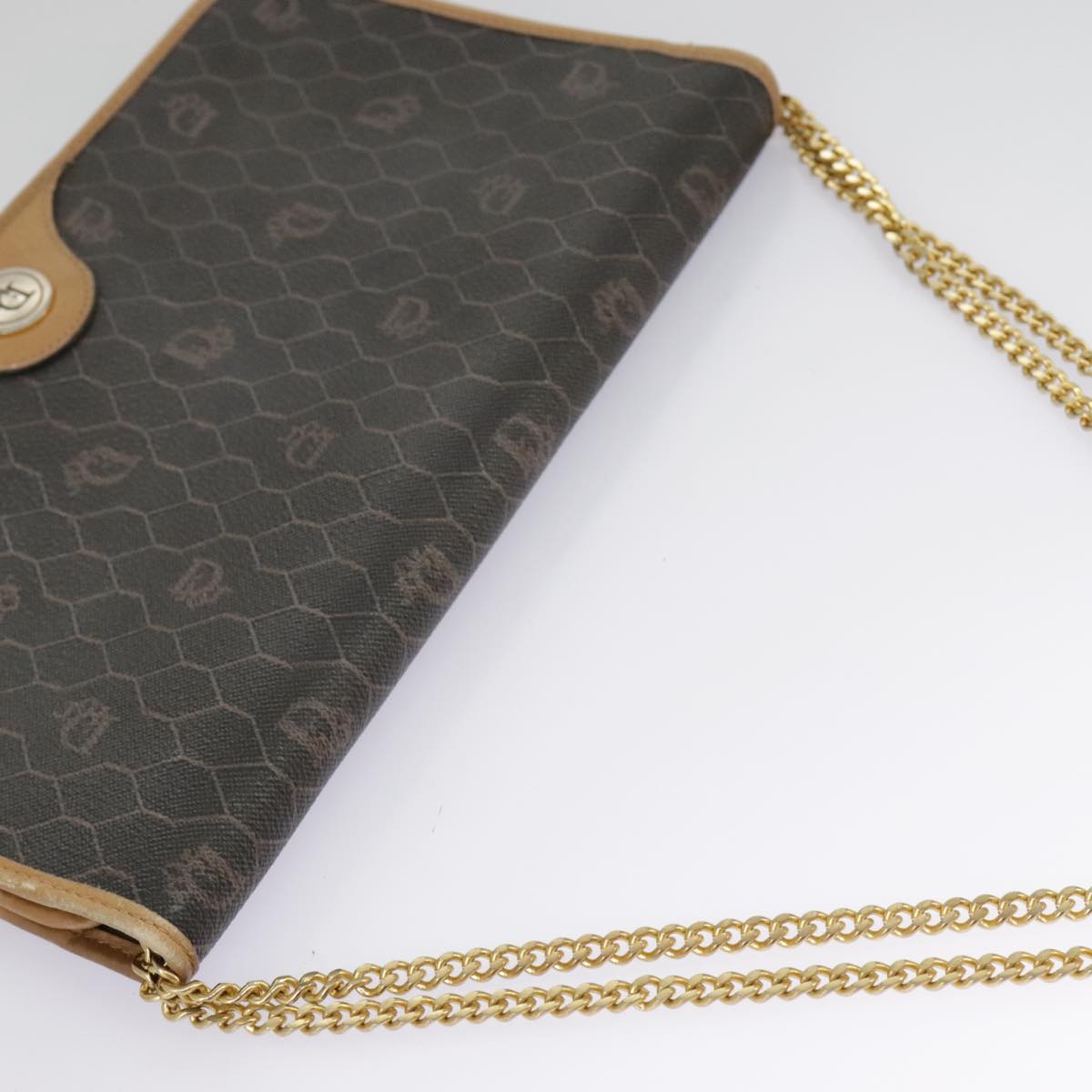 Dior Honeycomb Brown Canvas Shoulder Bag (Pre-Owned)