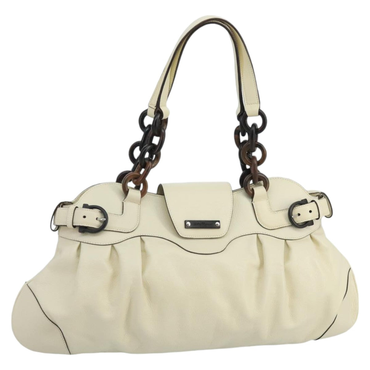 Salvatore Ferragamo White Leather Shoulder Bag (Pre-Owned)