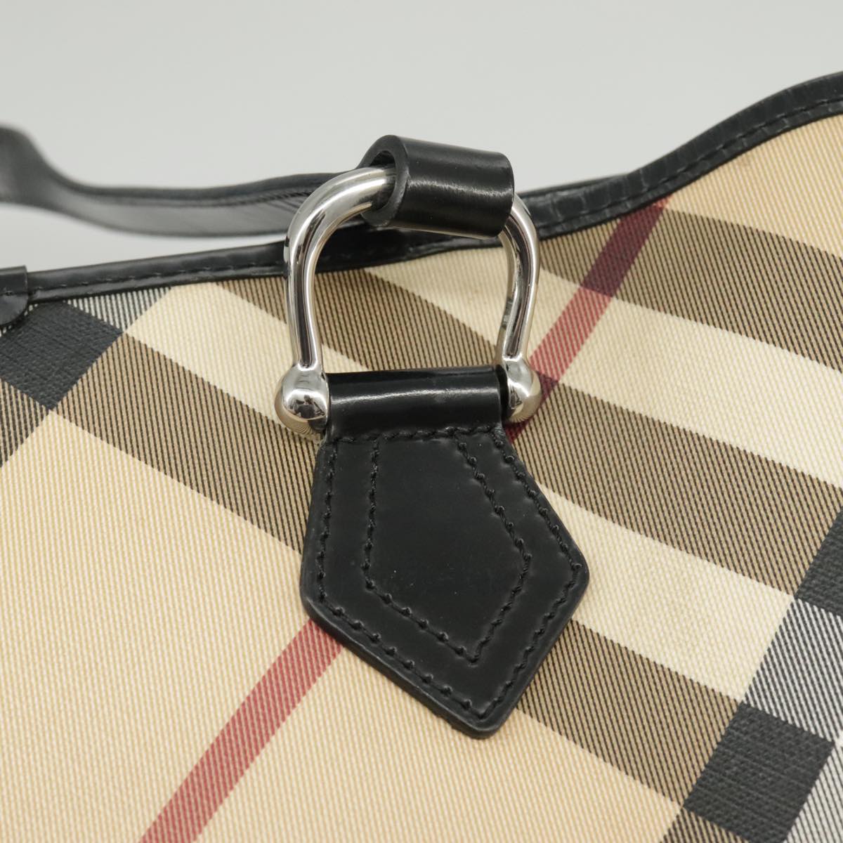 Burberry Nova Check Beige Canvas Handbag (Pre-Owned)