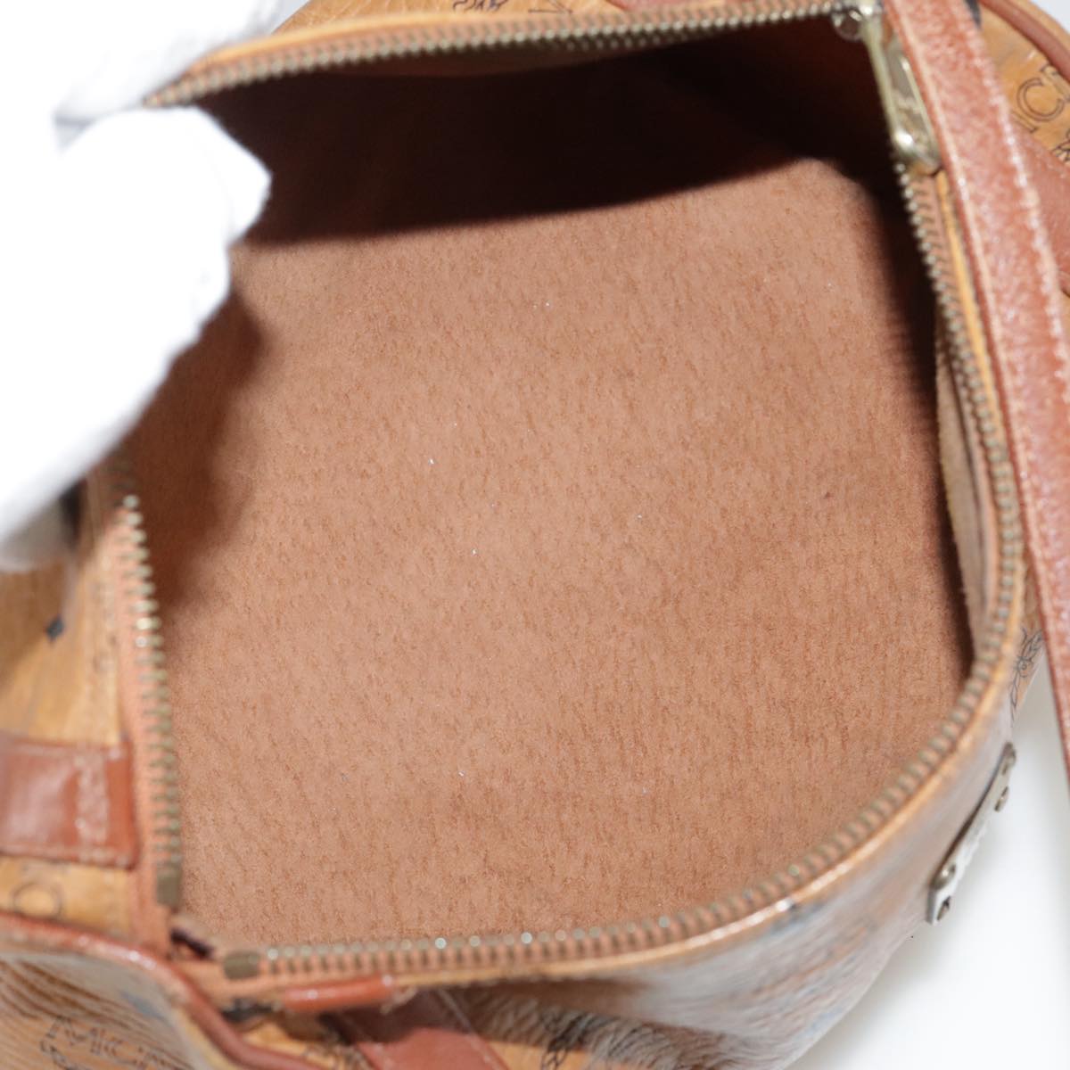 MCM Visetos Brown Leather Shoulder Bag (Pre-Owned)