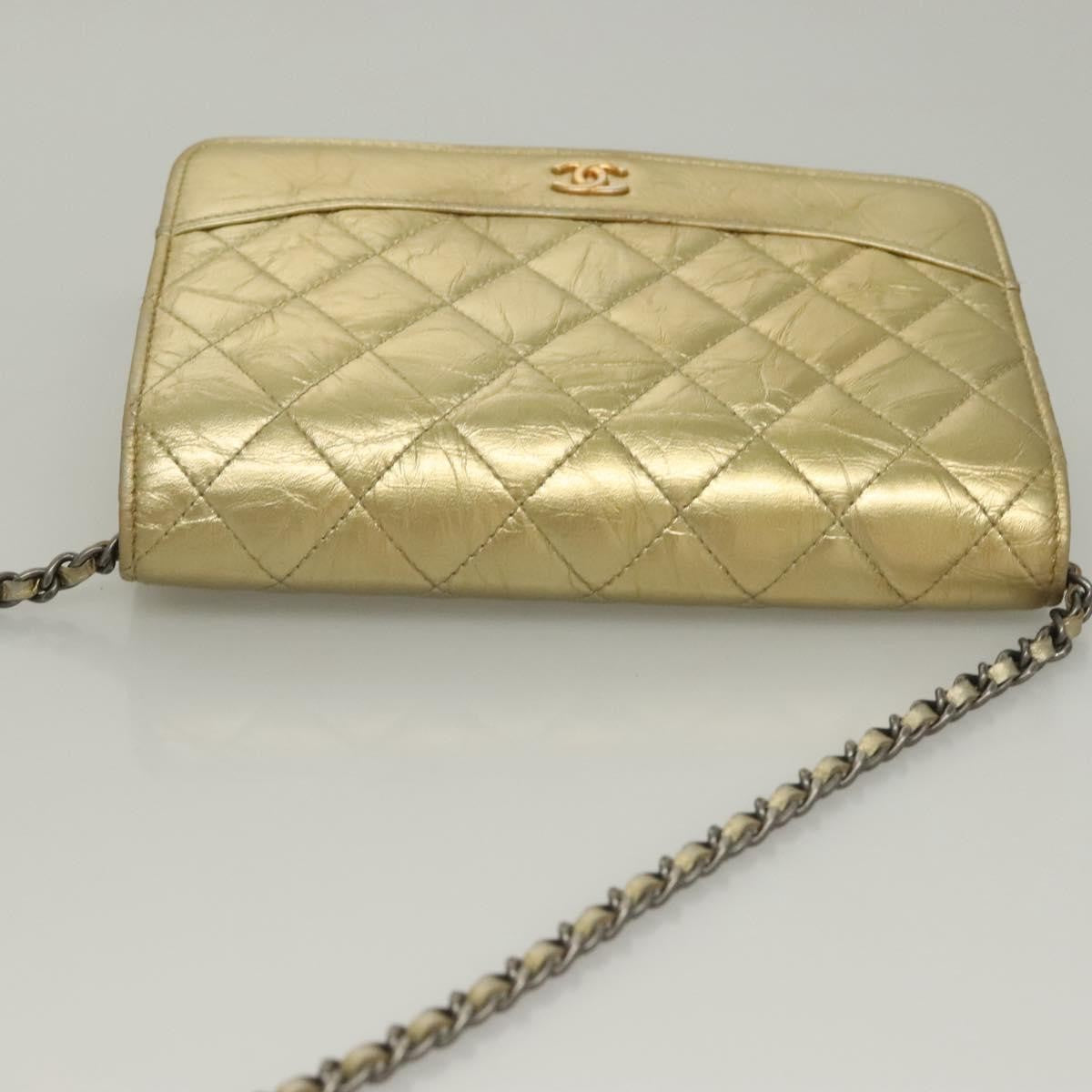Chanel Gabrielle Wallet On Chain Quilted Aged Calfskin Gold Leather Crossbody Bag Bag (Pre-Owned)