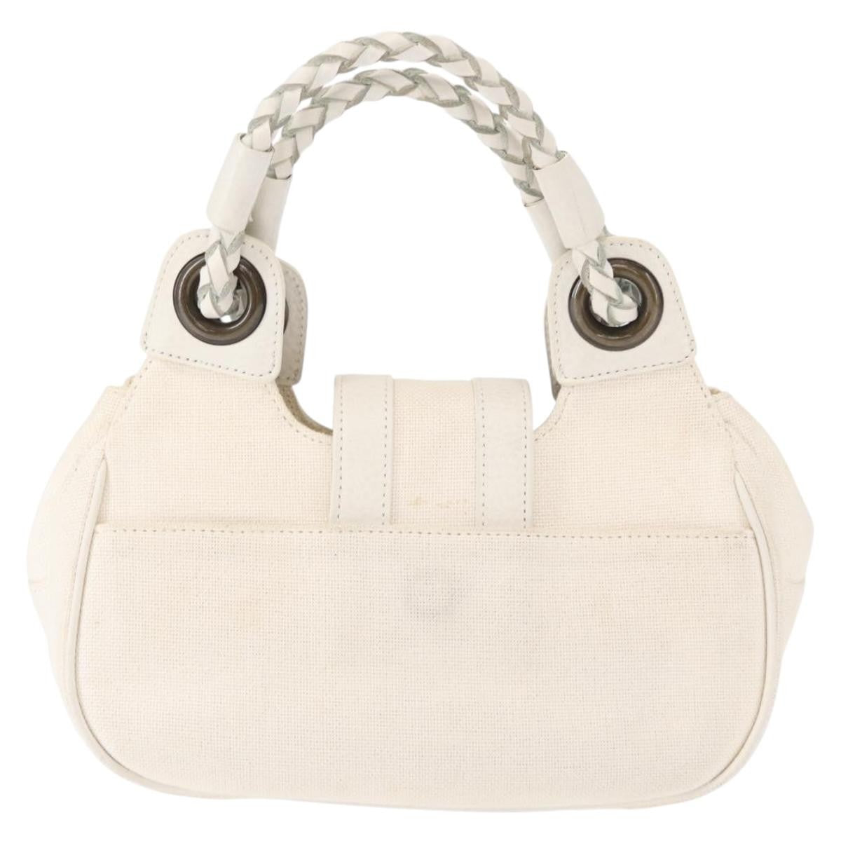 Chloe Vintage Leather White Canvas Handbag (Pre-Owned)
