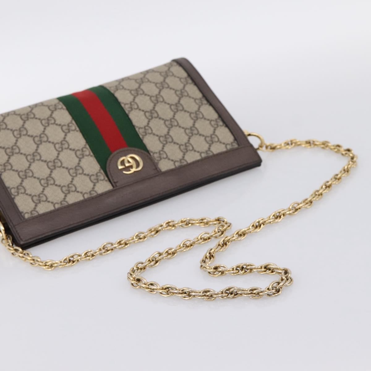 Gucci Ophidia Chain Gg Coated Canvas Beige Canvas Shoulder Bag Bag (Pre-Owned)