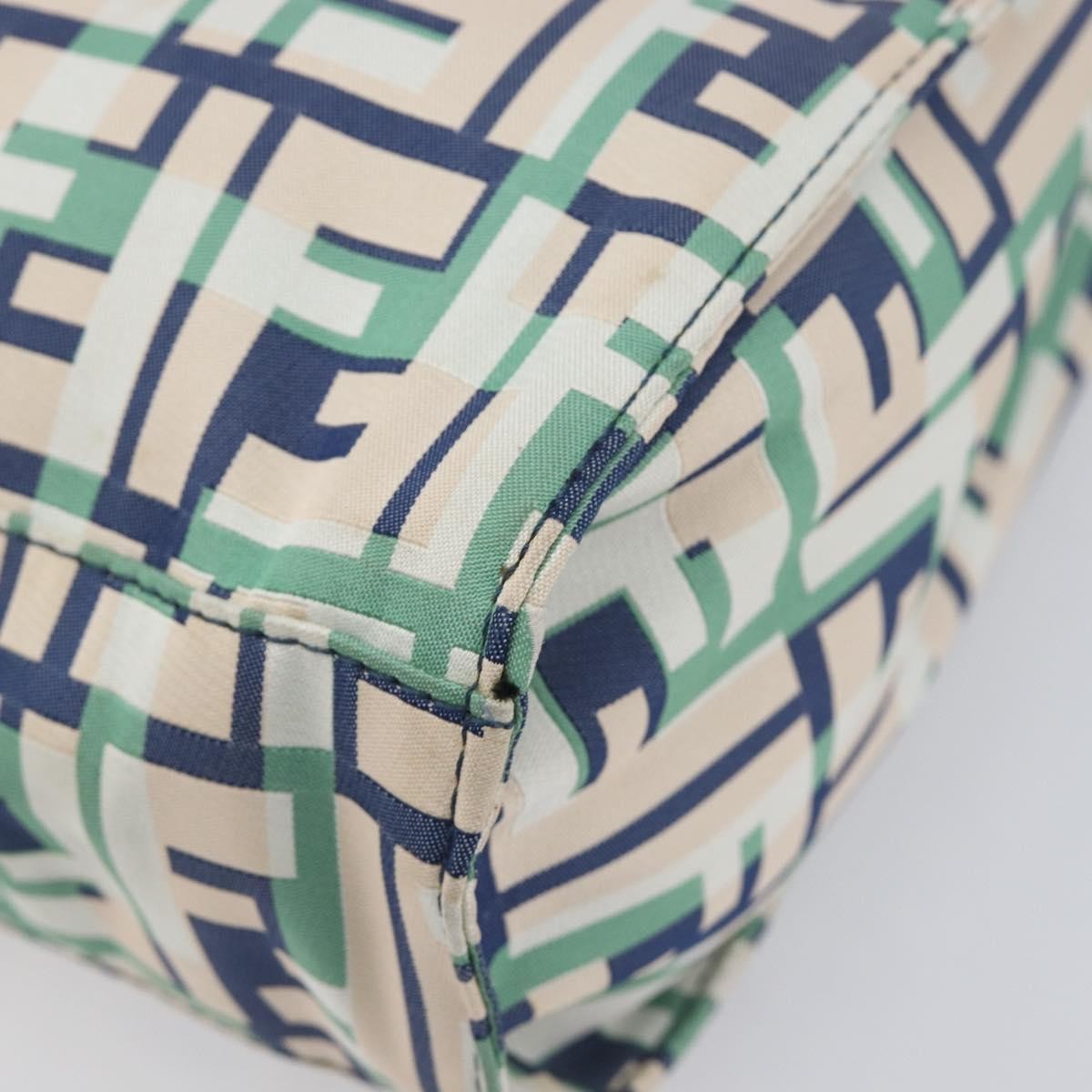 Fendi Logo Zucca Nylon Green Nylon Tote Bag Bag (Pre-Owned)
