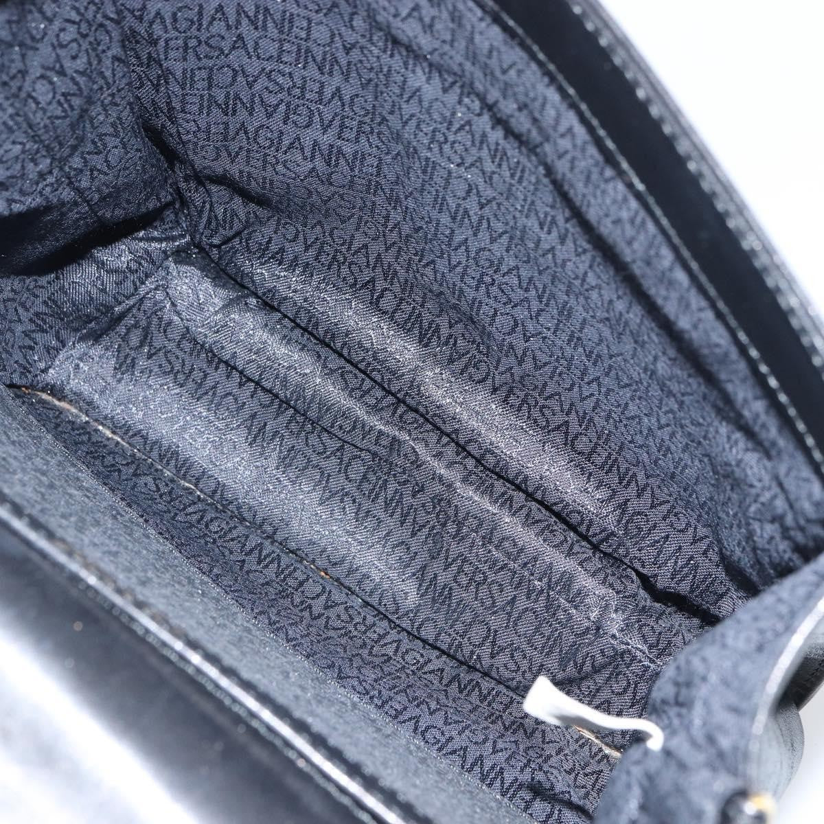 Versace Vintage Leather Black Leather Handbag (Pre-Owned)