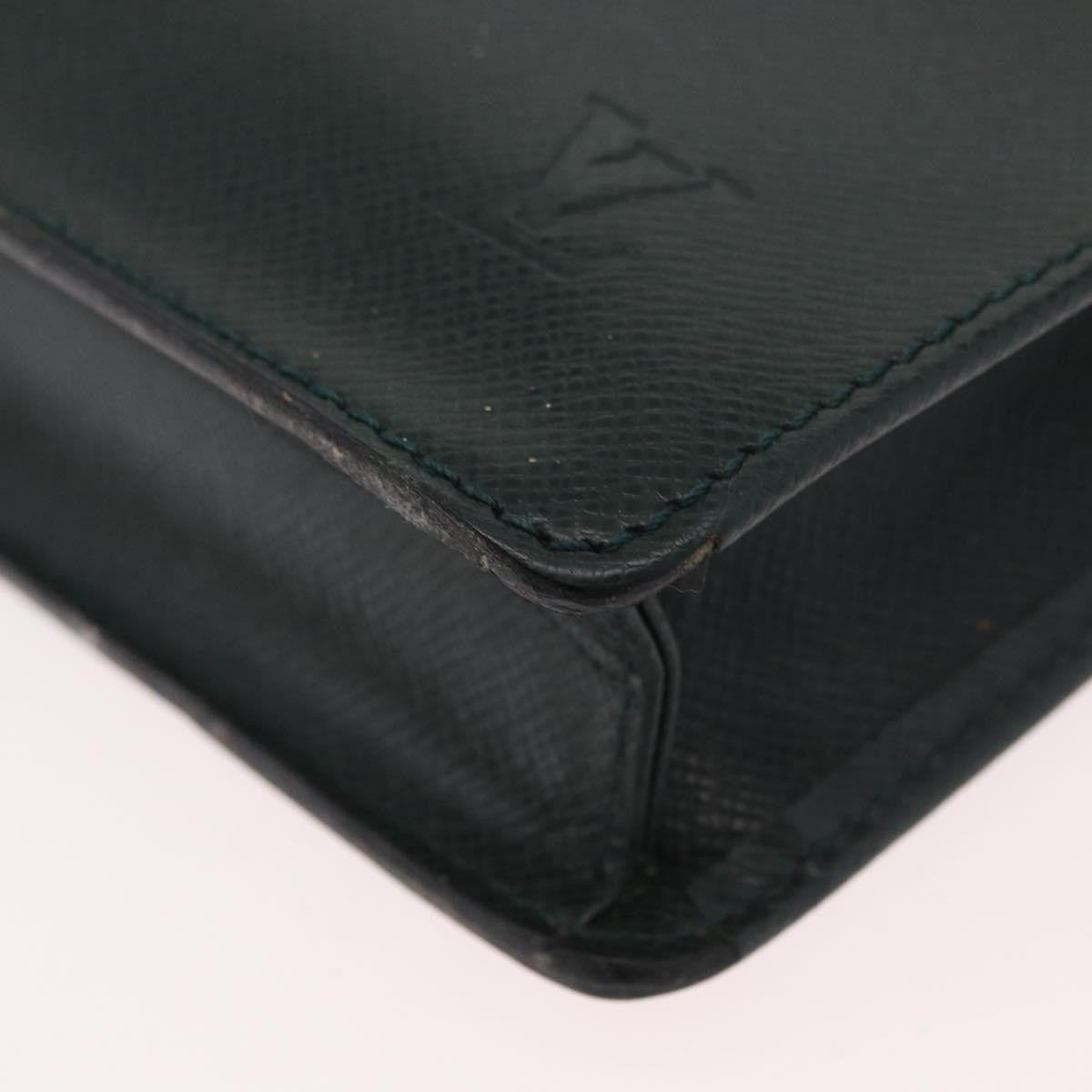 Louis Vuitton Serviette Kourad Taiga Leather Green Leather Briefcase Bag (Pre-Owned)
