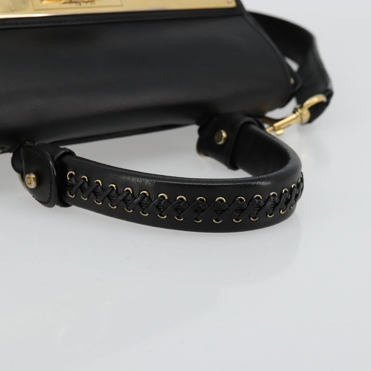 Salvatore Ferragamo Sofia Satchel Leather Black Leather Handbag (Pre-Owned)