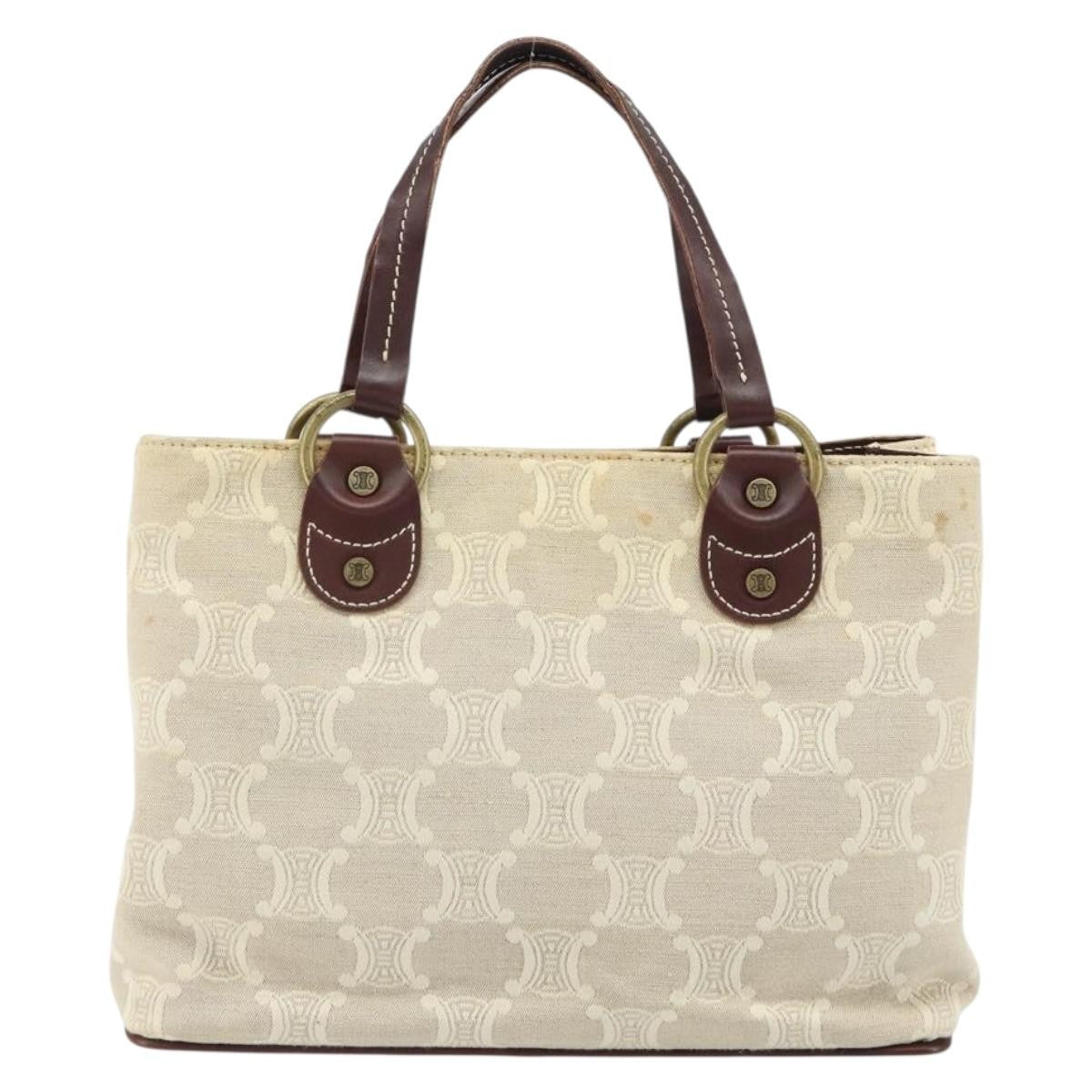 Celine Vintage Macadam Canvas And Leather Beige Canvas Handbag (Pre-Owned)
