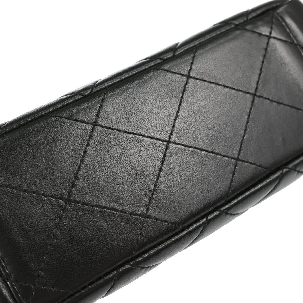 Chanel Vintage Classic Top Handle Flap Quilted Lambskin Black Leather Handbag (Pre-Owned)