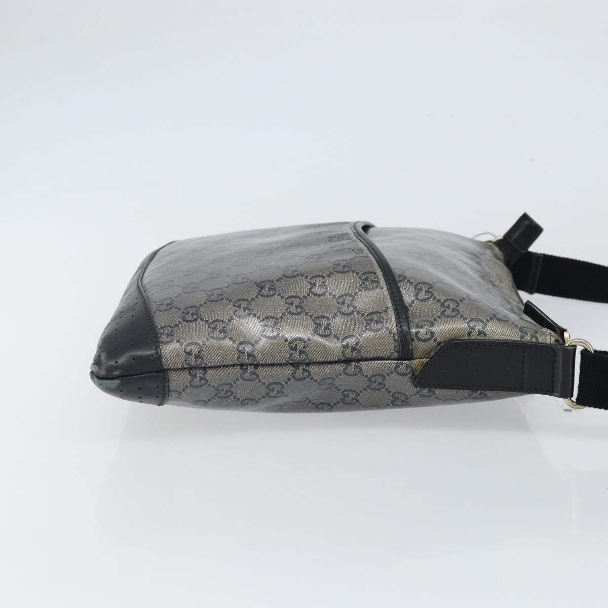 Gucci Zip Messenger Gg Canvas With Perforated Leather Navy Canvas Shoulder Bag Bag (Pre-Owned)