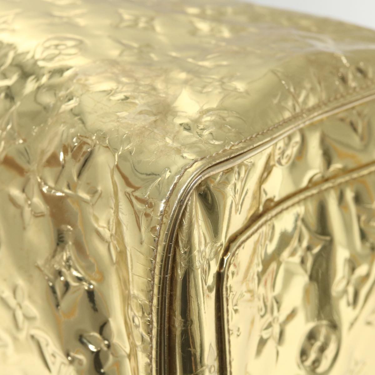 Louis Vuitton Keepall Monogram Miroir Pvc Gold Patent_Leather Travel Bag Bag (Pre-Owned)