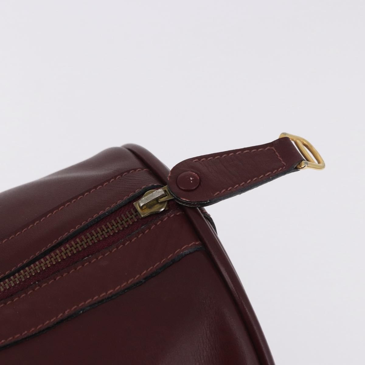 Cartier Must De Cartier Boston Leather Burgundy Leather Travel Bag Bag (Pre-Owned)
