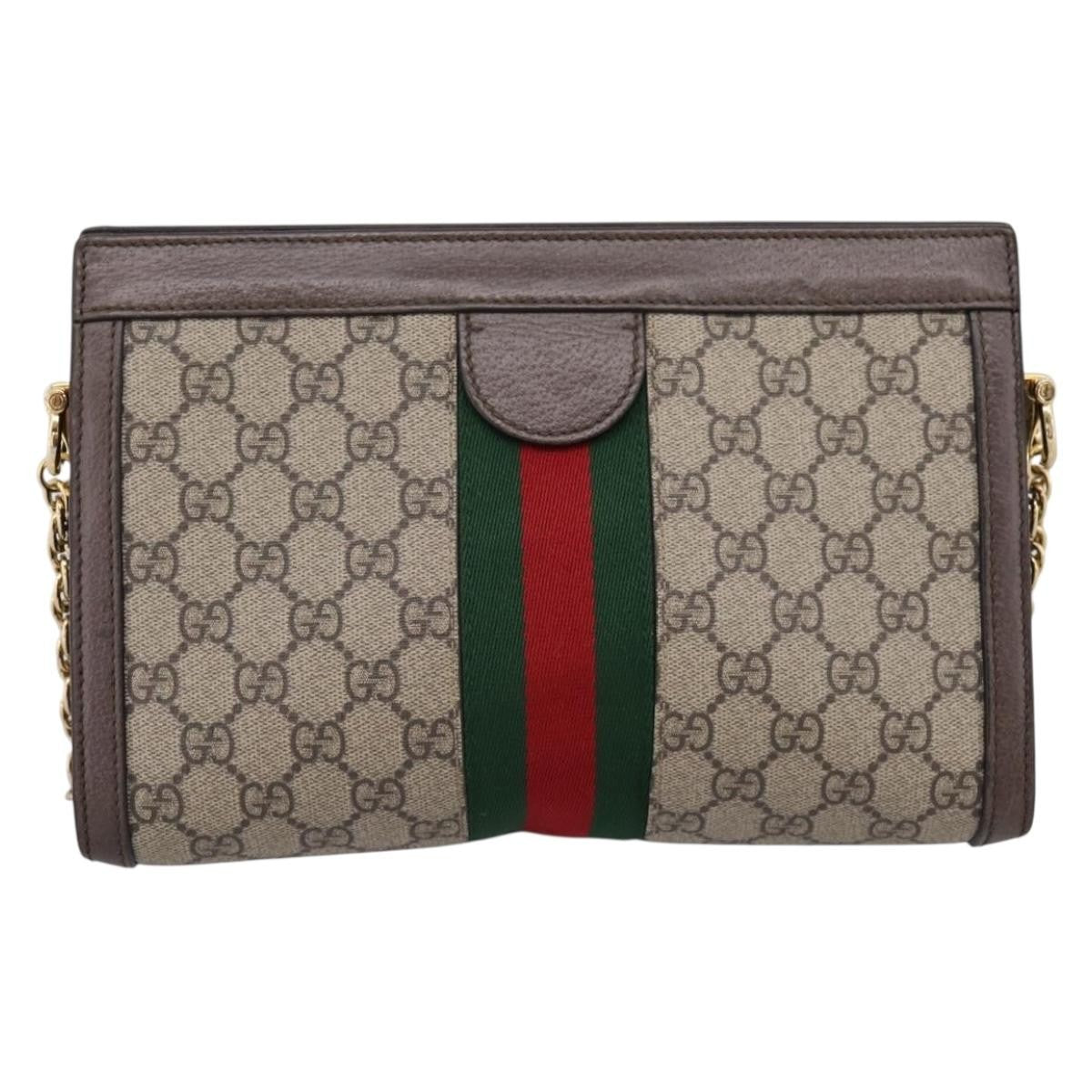 Gucci Ophidia Chain Gg Coated Canvas Beige Canvas Shoulder Bag Bag (Pre-Owned)