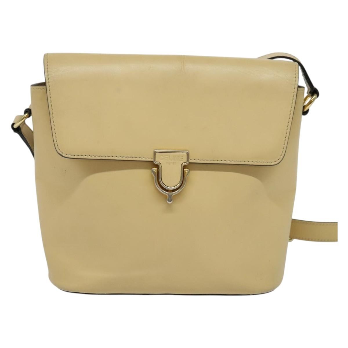 Celine Shoulder Leather Beige Leather Bag (Pre-Owned)