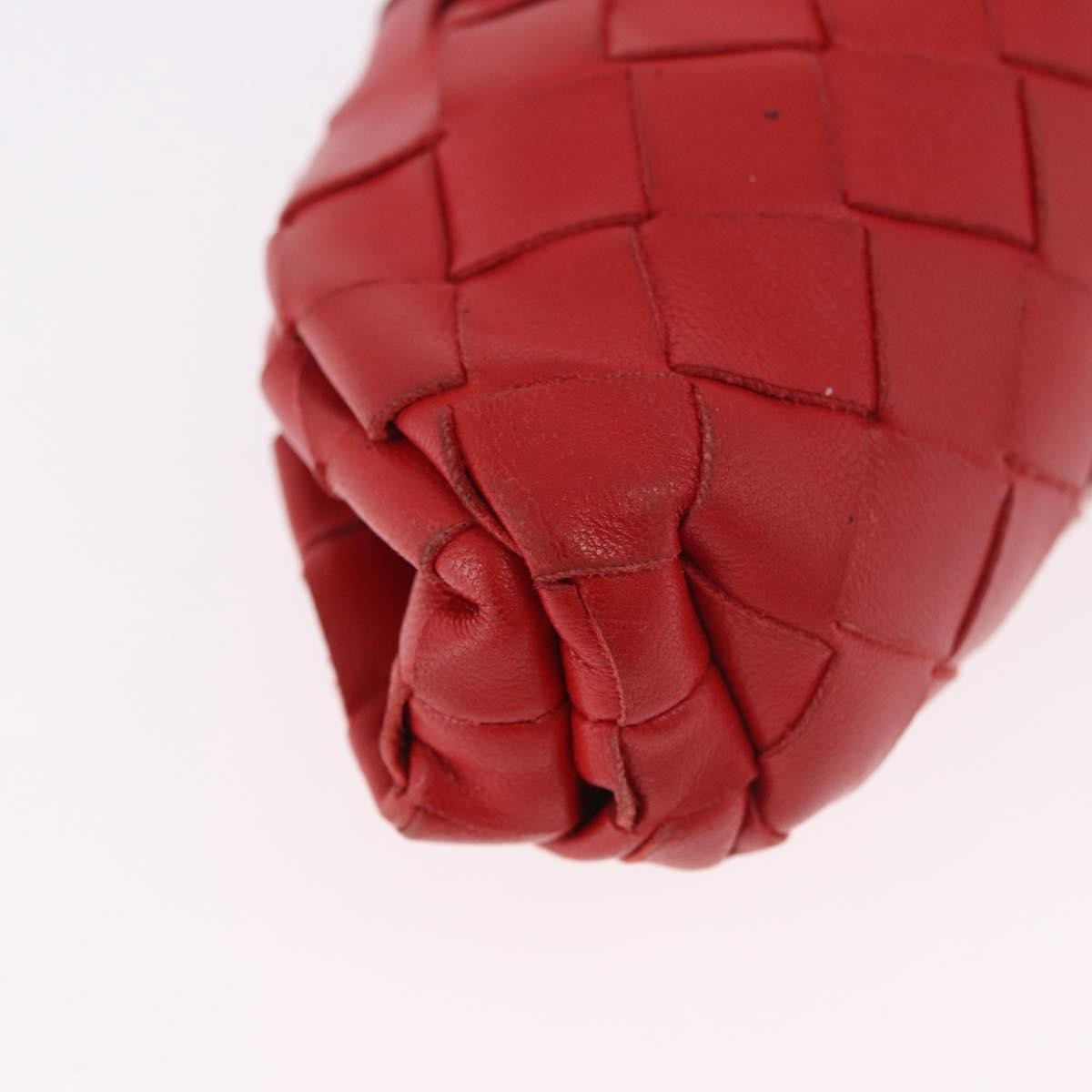 Bottega Veneta The Pouch Coin Purse Intrecciato Nappa Red Leather Clutche & Pouche Bag (Pre-Owned)