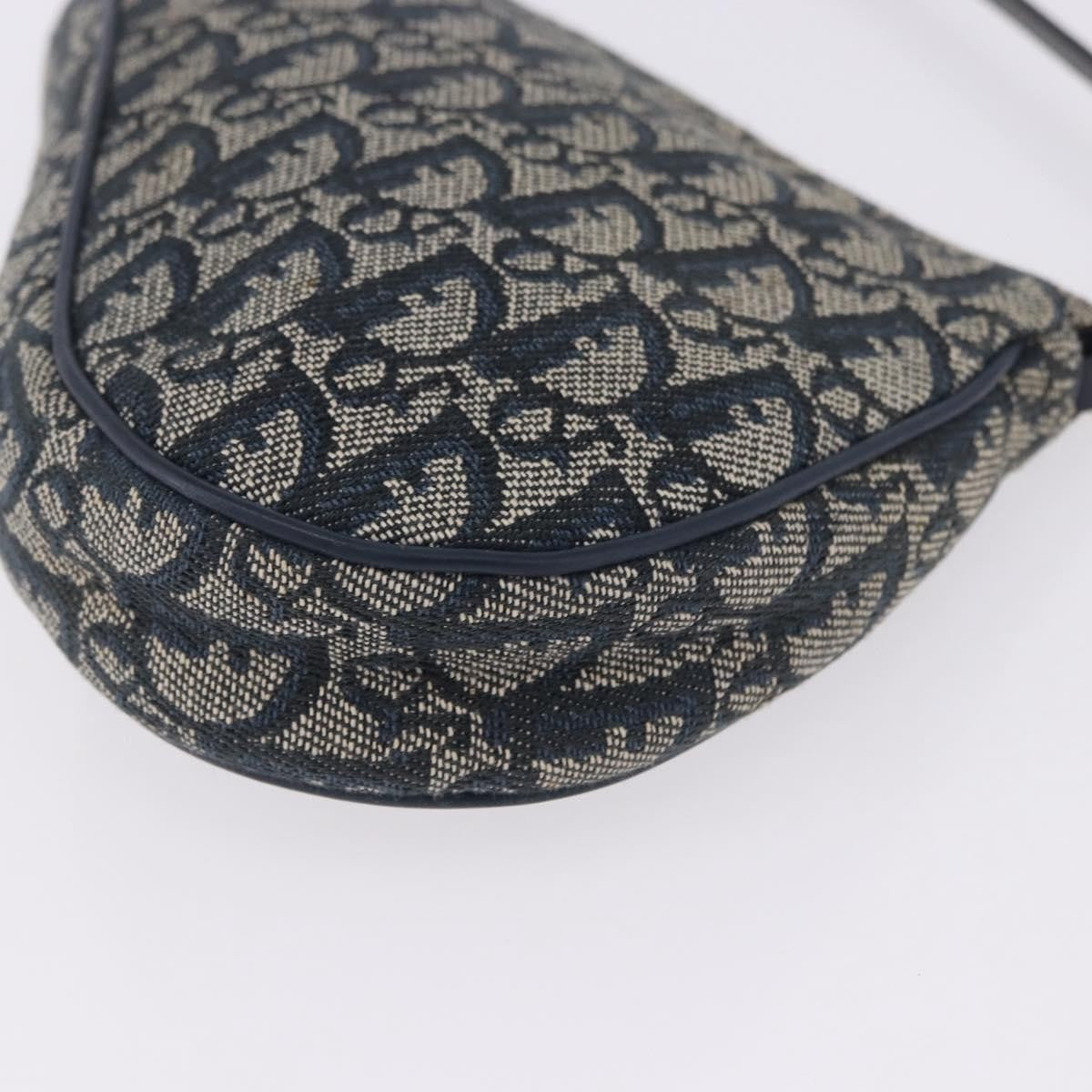 Christian Dior Vintage Saddle Bag Canvas Navy Canvas Clutche & Pouche Bag (Pre-Owned)