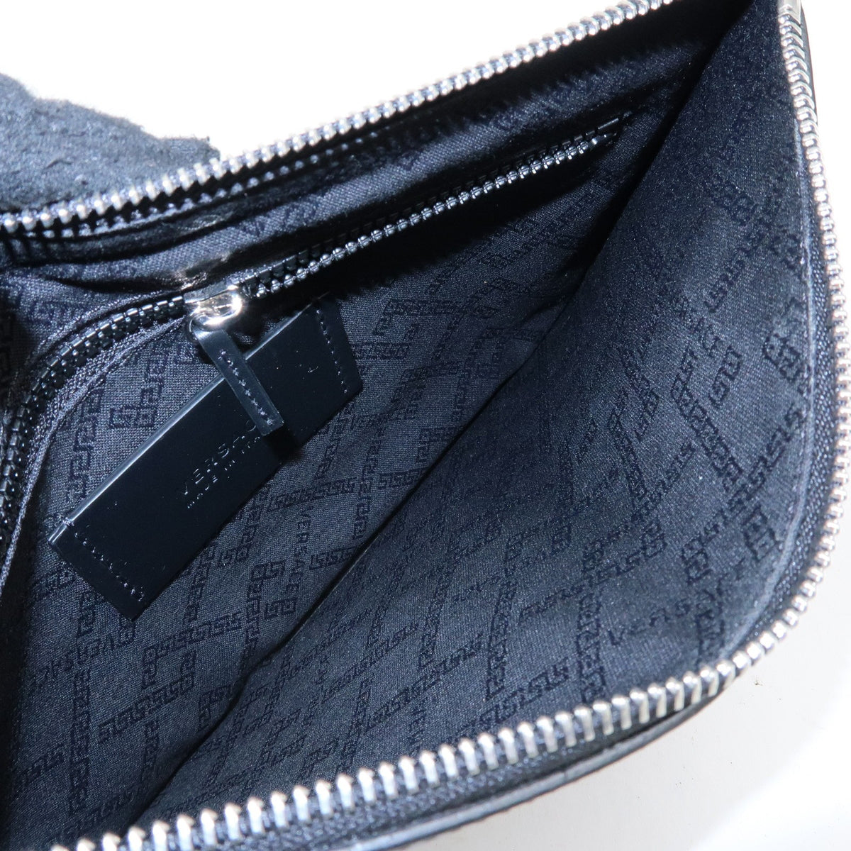 Versace Wristlet Printed Leather Black Leather Clutche & Pouche Bag (Pre-Owned)