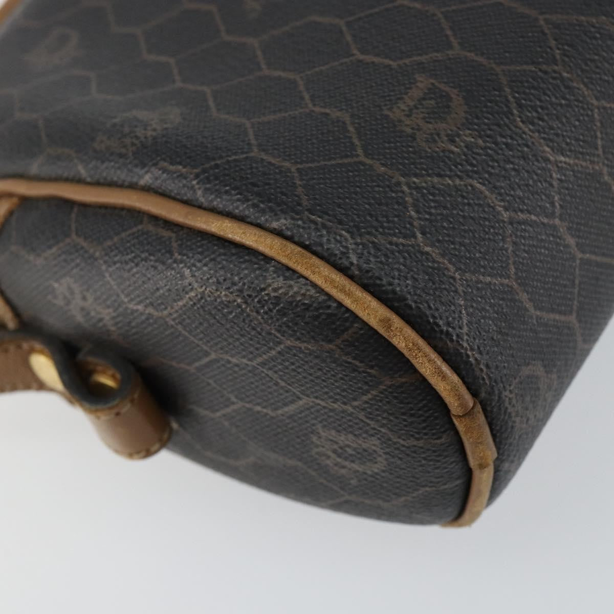 Christian Dior Vintage Honeycomb Zip Coated Canvas Black Canvas Shoulder Bag Bag (Pre-Owned)