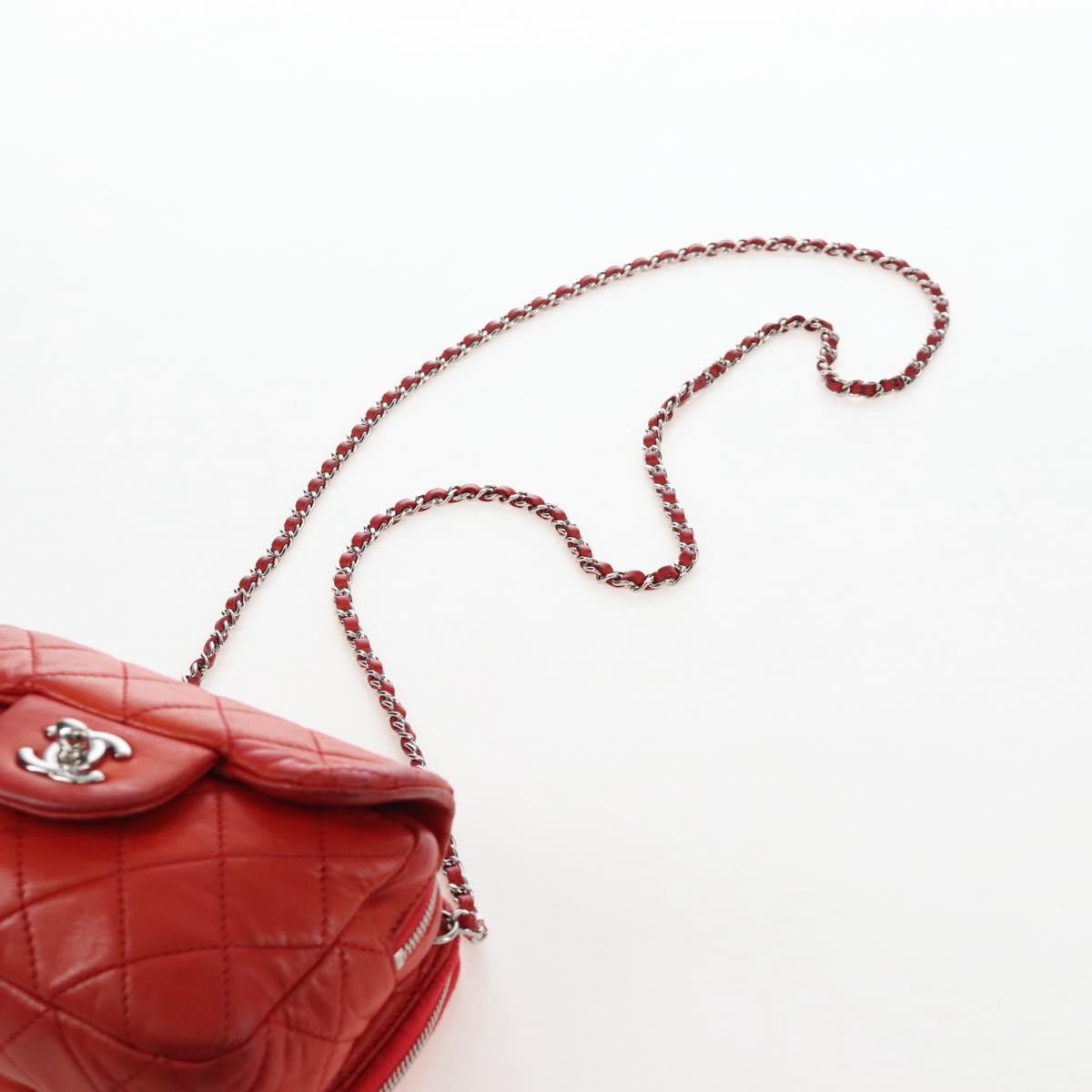 Chanel Wallet On Chain Flap Quilted Calfskin Red Leather Handbag (Pre-Owned)
