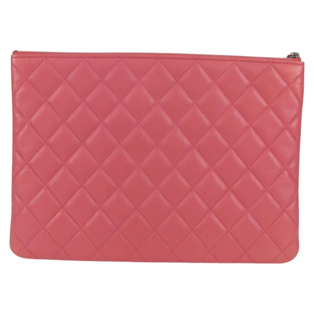 Chanel Cc Casino O Case Clutch Quilted Lambskin Pink Leather Clutche & Pouche Bag (Pre-Owned)