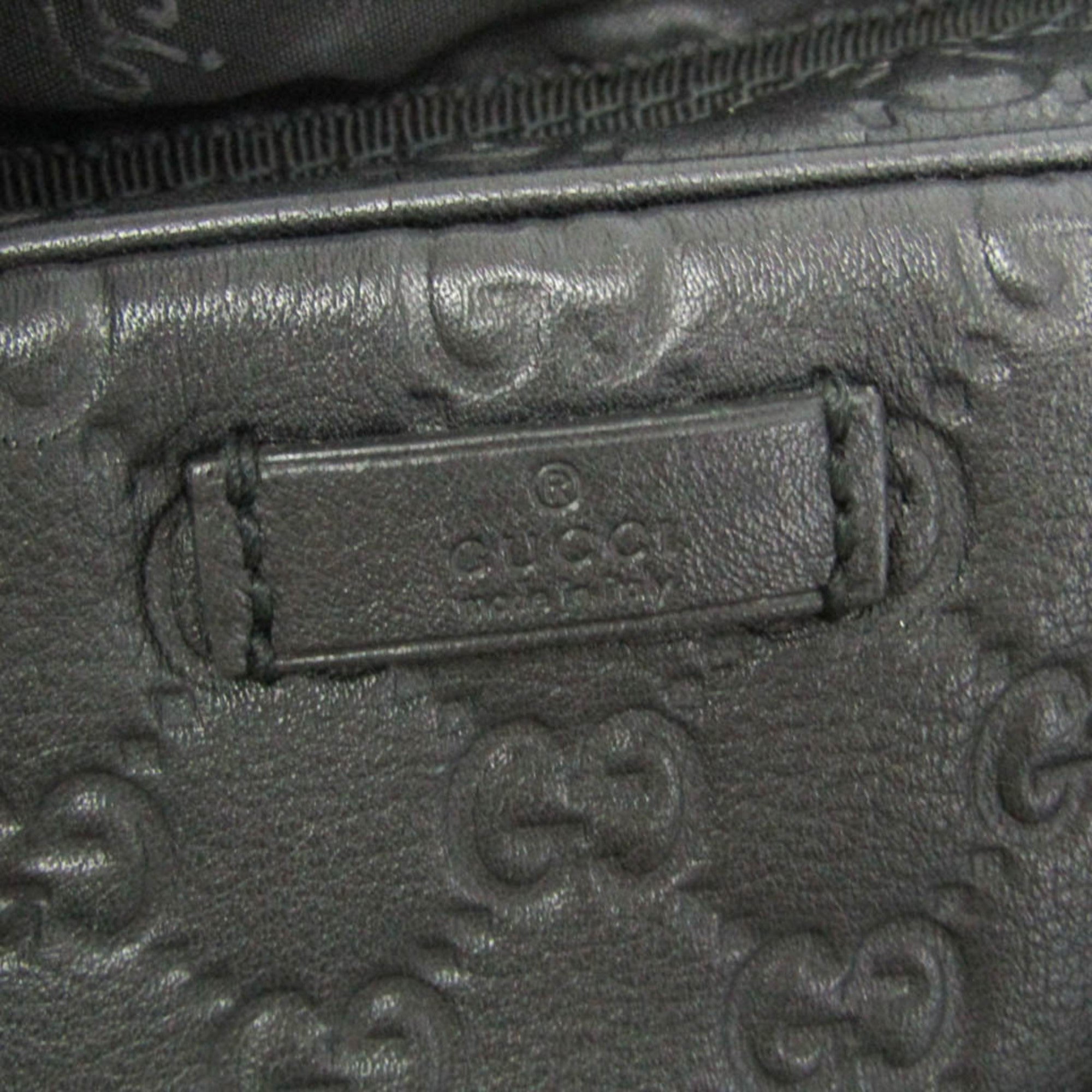 Gucci Convertible Briefcase Guccissima Leather Black Leather Briefcase Bag (Pre-Owned)