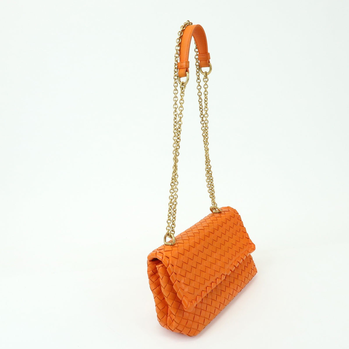 Bottega Veneta Olimpia Intrecciato Nappa Orange Leather Crossbody Bag Bag (Pre-Owned)