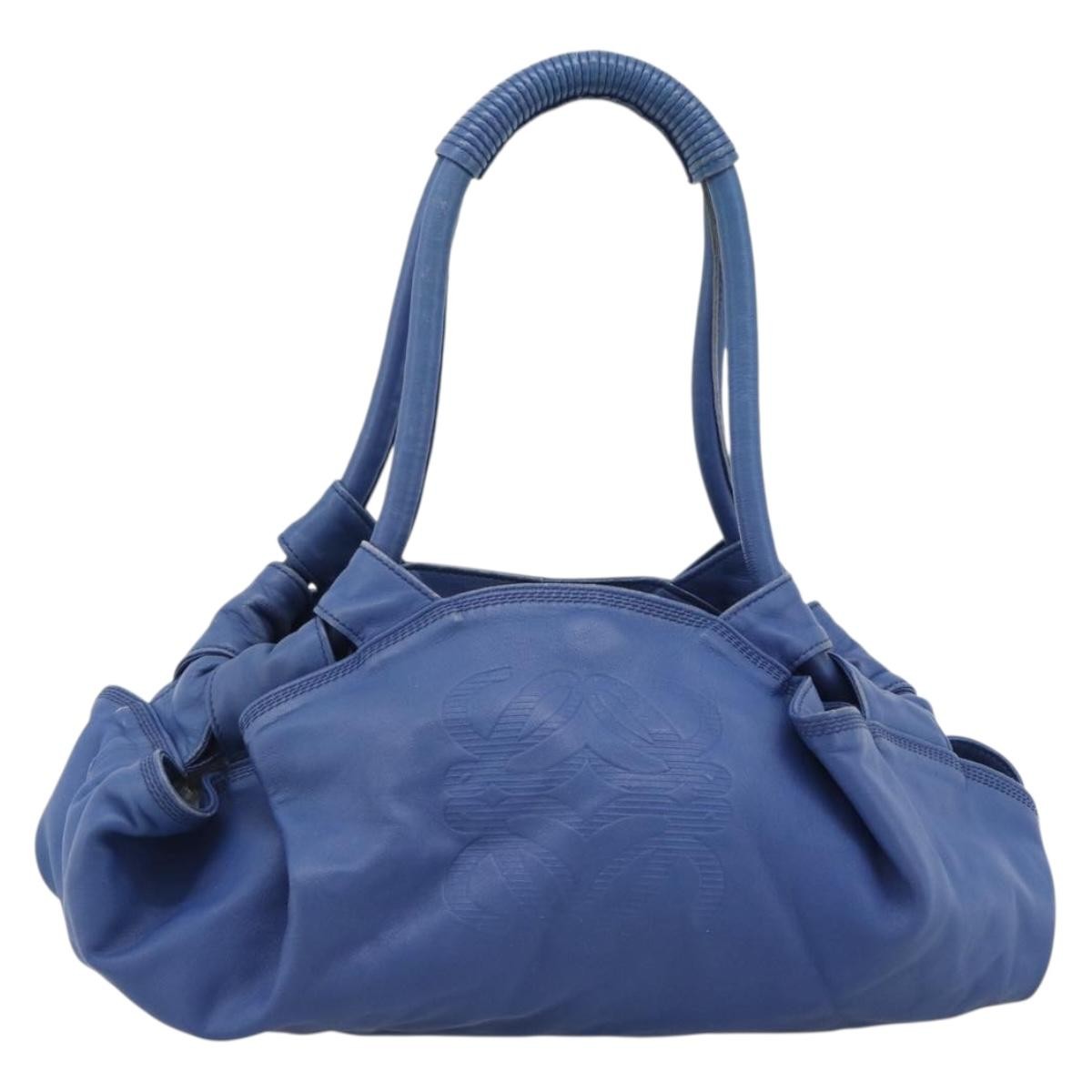 Loewe Anagram Logo Nappa Aire Hand Leather Blue Leather Handbag (Pre-Owned)