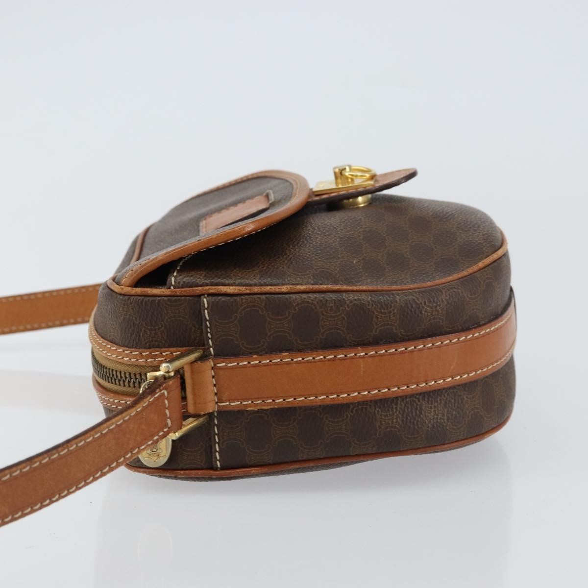 Celine Vintage Macadam Canvas And Leather Brown Canvas Shoulder Bag Bag (Pre-Owned)