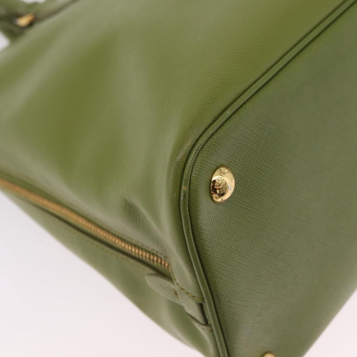 Prada Promenade Saffiano Leather Green Leather Handbag (Pre-Owned)