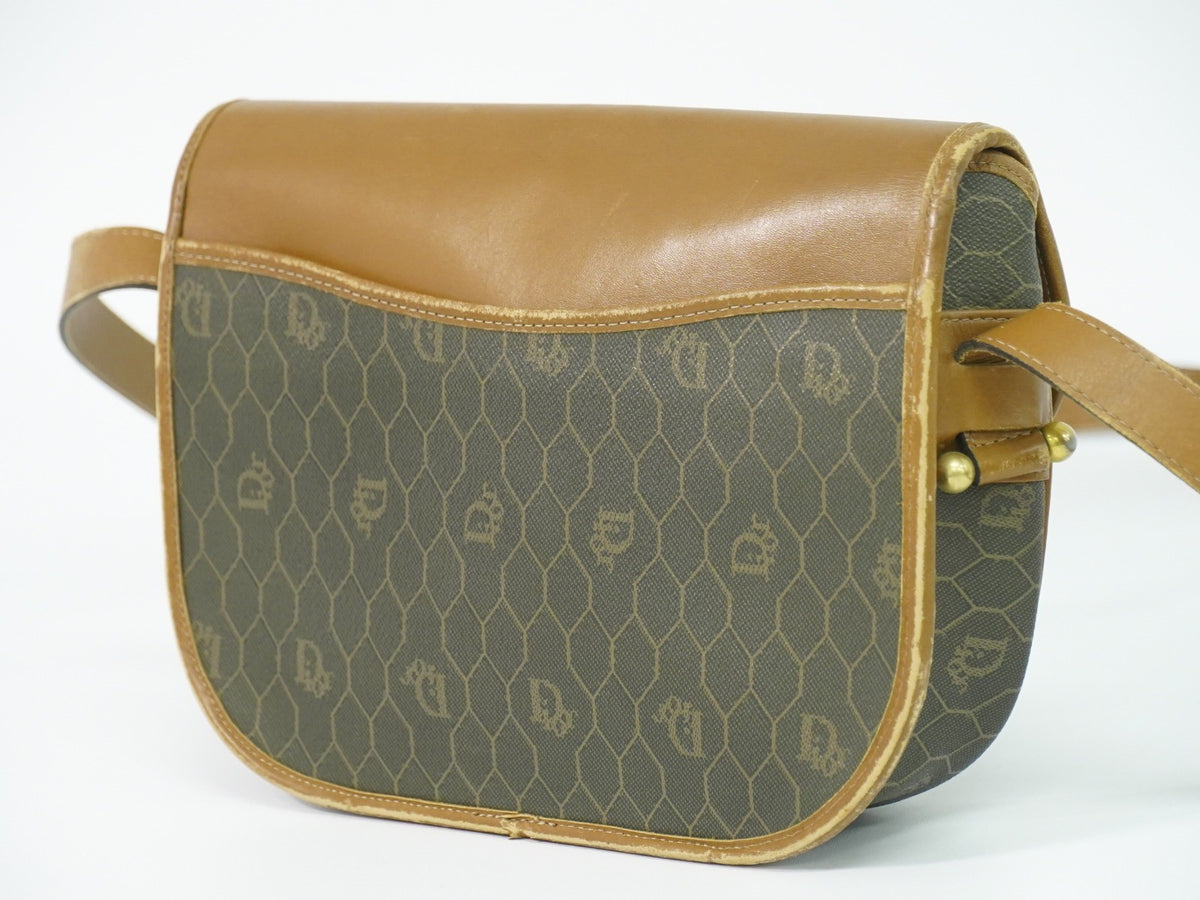 Christian Dior Vintage Honeycomb Canvas Brown Canvas Shoulder Bag Bag (Pre-Owned)