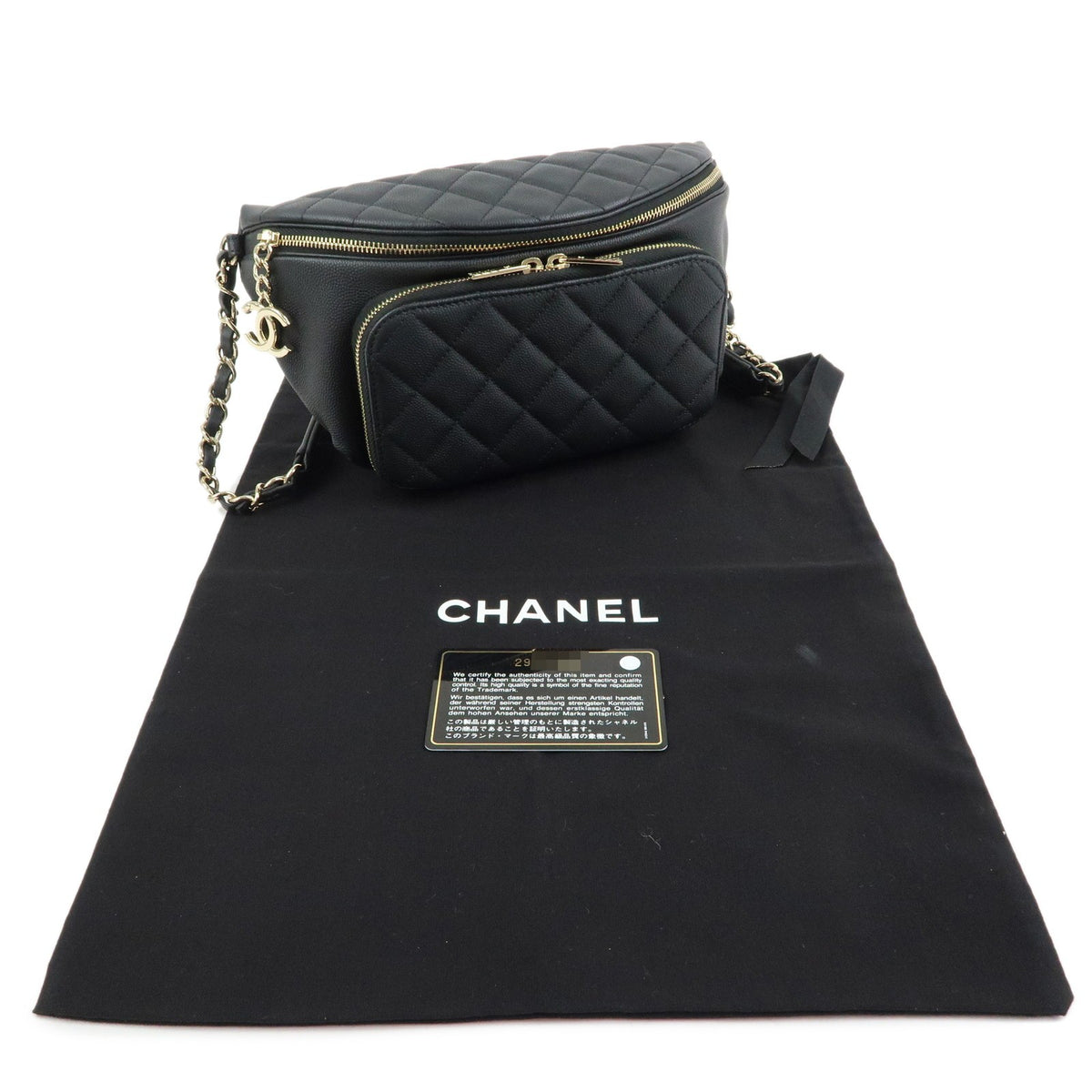 Chanel Business Affinity Waist Quilted Caviar Black Leather Handbag (Pre-Owned)