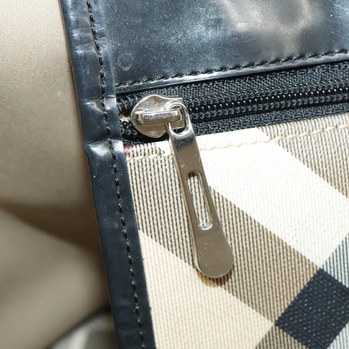 Burberry Nova Check Beige Canvas Handbag (Pre-Owned)