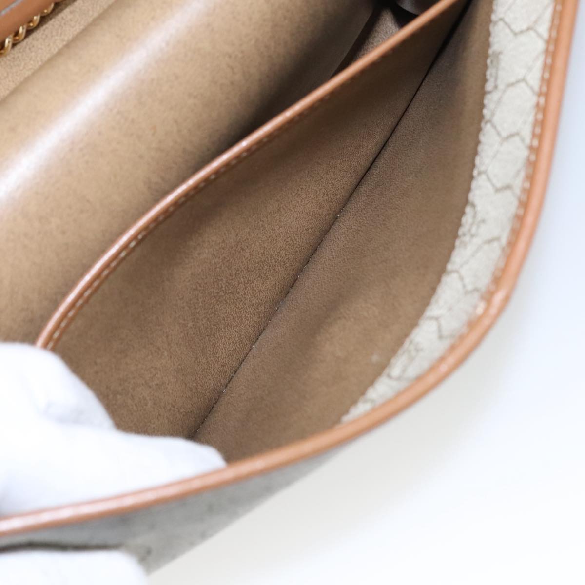 Dior Honeycomb Beige Canvas Shoulder Bag (Pre-Owned)