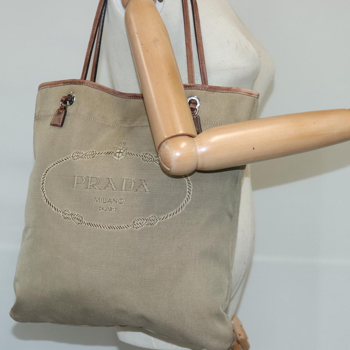 Prada Beige Canvas Tote Bag (Pre-Owned)