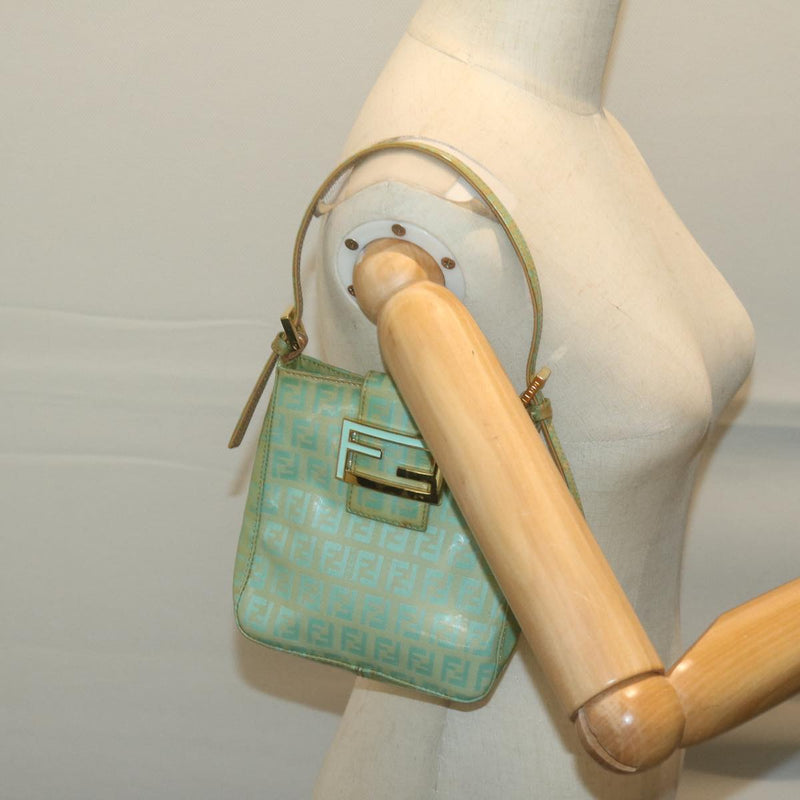 Fendi Zucchino Blue Canvas Handbag (Pre-Owned)